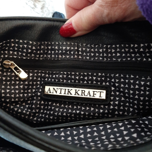 ANTIK KRAFT - Faux Leather Crossbody Snap Front Black - Picture 6 of 13